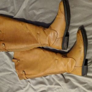 Cognac riding boots, wide calf